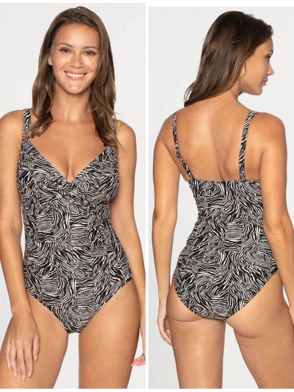 NWT Niptuck Gold Rush Kayanne Foil Print Metallic Ruched One Piece Swimsuit 8